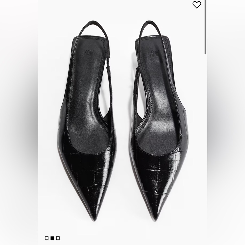 H&M Black Croc Slingback Kitten Heel